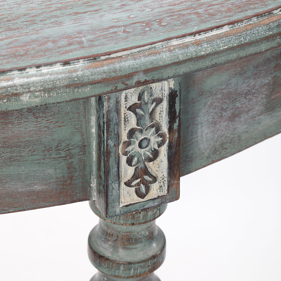 Country French Vert Wash Rounded Hall Table