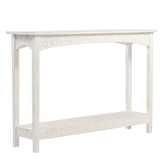 Province Style White Wash Arch Hall Table