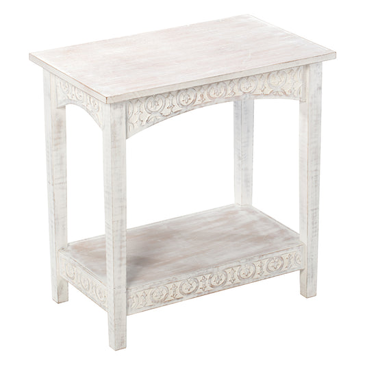 Province White Wash Arch Night Stand, Side Table