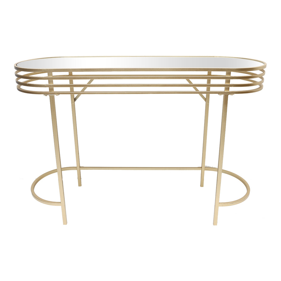 Mirrored Top Gold Oval 1960's Style Hall Table