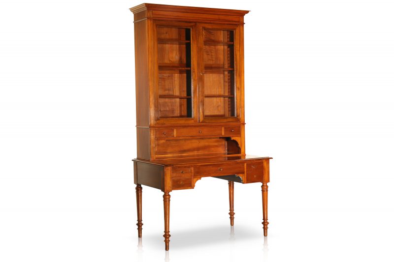 Late 1800’s French Walnut Secrétaire Bookcase with Desk