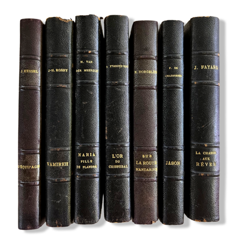 Early 19th C.  French, Parisienne Leather Fiction Books