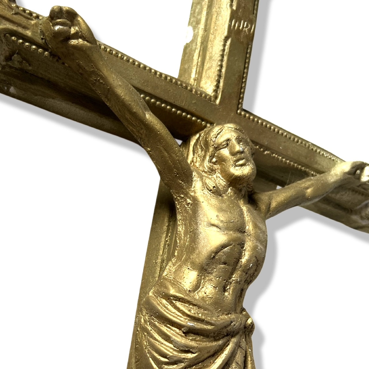 C. 1960's Plaster Gold Painted Crucifix