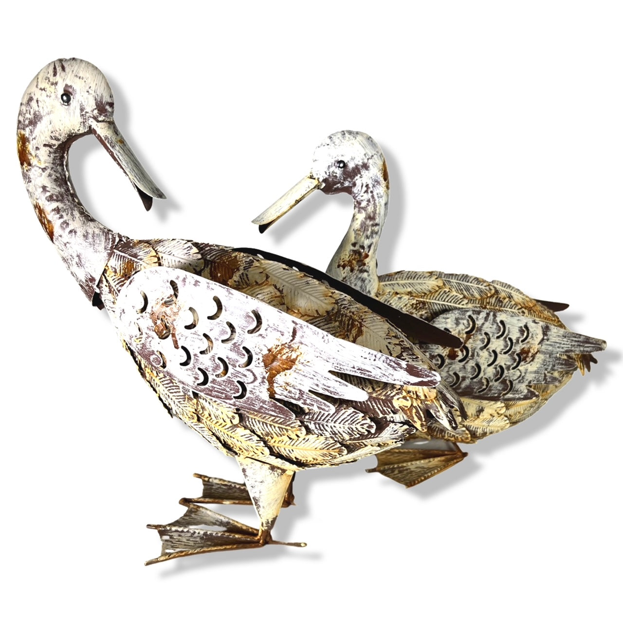 Country French Rustic Metal Duck Pair