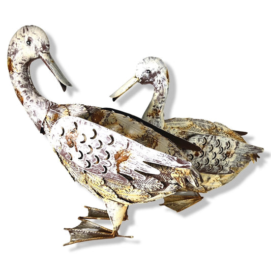 Country French Rustic Metal Duck Pair
