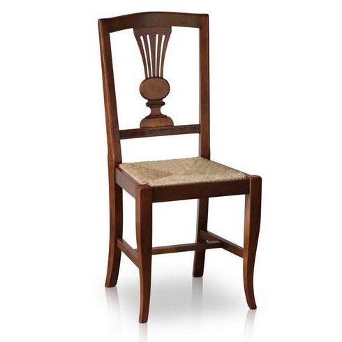 Modern Italian Lyre Back Walnut, Rush Seating Dining Chairs