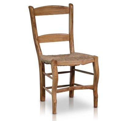 Spanish Hand-Crafted Olive Wood, Rush Seating Dining Chair